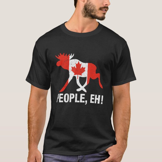 T-shirt Les gens, eh ! Funky Canadian Moose Maple Leaf Can (Devant)