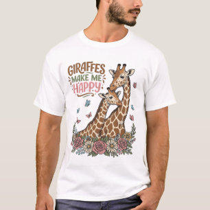 T-shirt Les girafes me rendent heureux design de chemise f
