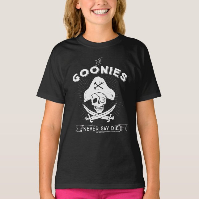 T-shirt Les Goonies "Ne jamais dire mourir" Pirate Badge (Devant)