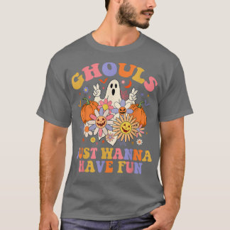 T-shirt Les Gouls Ont Amusant Floral Ghost Boo Citrouille 