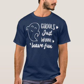 T-shirt Les Gouls Veux Juste Avoir Fun Ghost Funny Coeur 8