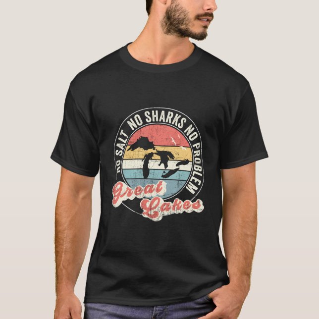 T-shirt Les Grands Lacs Pas de sel Pas de requins Pas de p (Devant)