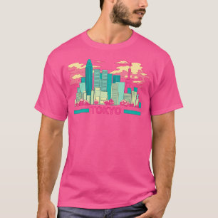 T-shirt Les gratte-ciels Colorés De Tokyo Et Les Cerisiers