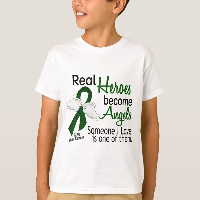 T-shirt Les héros deviennent Cancer de foie d'anges (Devant)