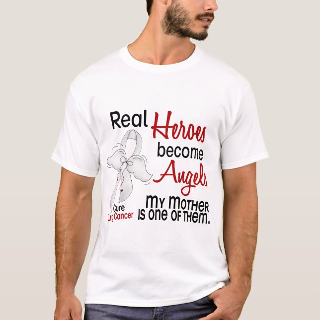 T-shirt Les héros deviennent cancer de poumon de mère (Devant)