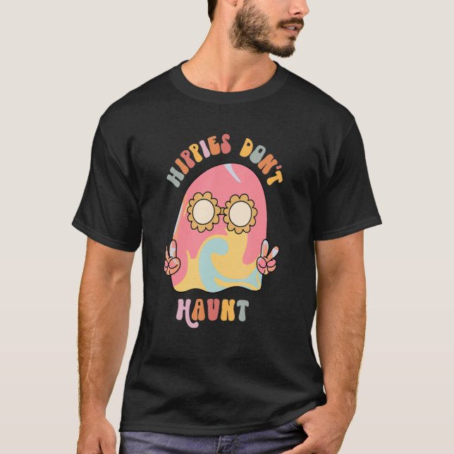 T-shirt Les hippies n'hantent pas mignon hippie fantôme Ha (Devant)