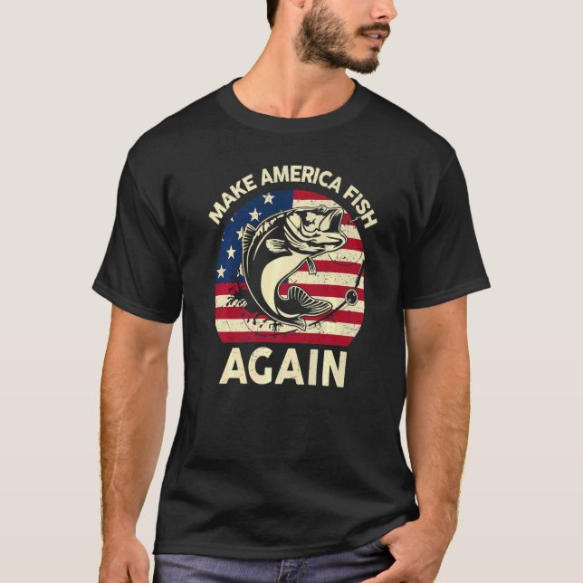 T-shirt Les hommes 4 juillet faire l'Amérique pêche à nouv (Devant)