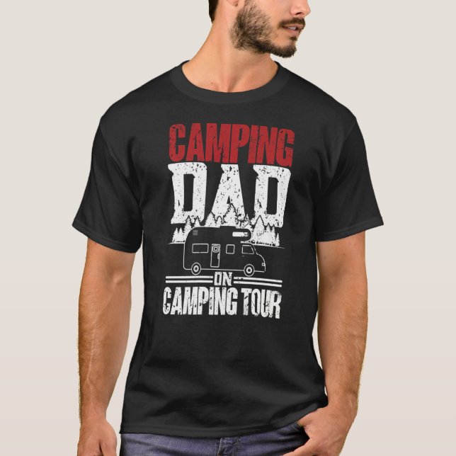 T-shirt Les Hommes Camping Papa En Tour Camper Caravan Cam (Devant)