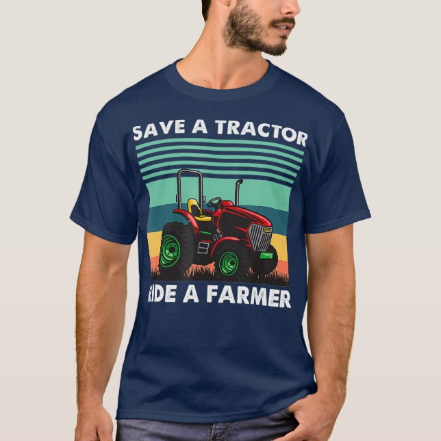 T-shirt Les Hommes Économisent Tracteur Circuler Un Agricu (Devant)