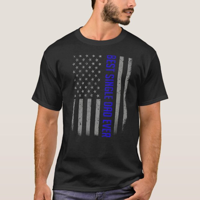 T-shirt Les Hommes Meilleur Père Simple Jamais Drapeau Amé (Devant)