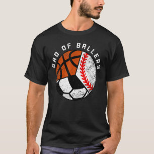 T-shirt Les Hommes Papa De Ballers Baseball Soccer Basketb