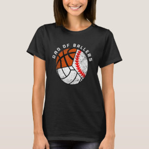 T-shirt Les Hommes Papa De Ballers Baseball Volley Basketb