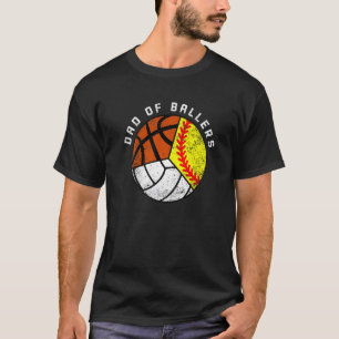 T-shirt Les Hommes Papa De Ballon Softball Volleyball Bask