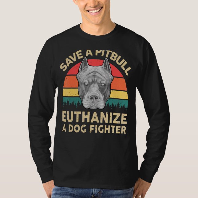 T-shirt Les Hommes Pitbull Sauvent Un Pitbull Euthanasient (Devant)