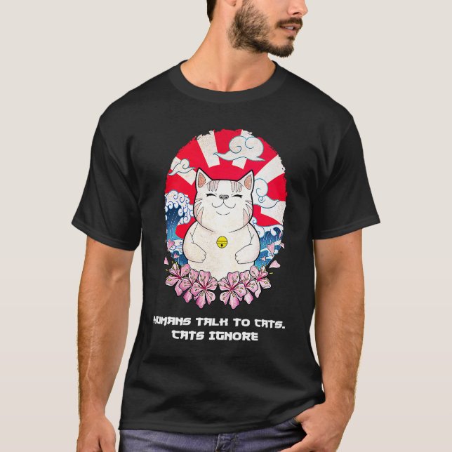 T-shirt Les humains parlent aux chats Chat Humour Kitten C (Devant)