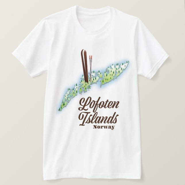 T-shirt Les îles Lofoten, affiche de ski norvégien. (Design devant)