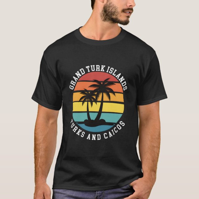 T-shirt Les Îles Turques Et Caïques Les Palmiers (Devant)
