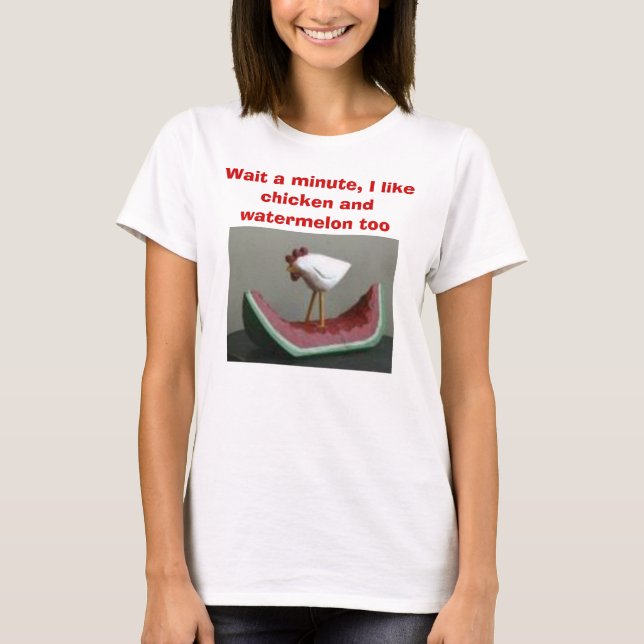 T-shirt les images, attendent une minute, j'aime le poulet (Devant)