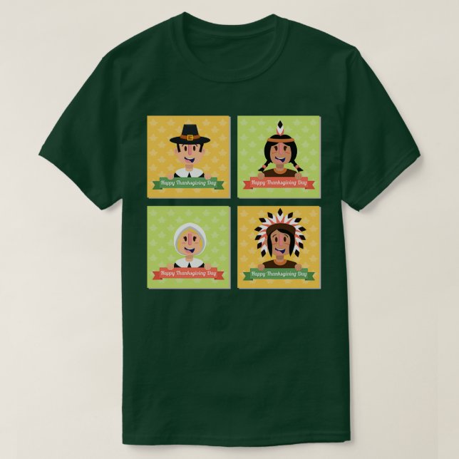 T-shirt Les Indiens de Thanksgiving ampamp Les pèlerins Jo (Design devant)