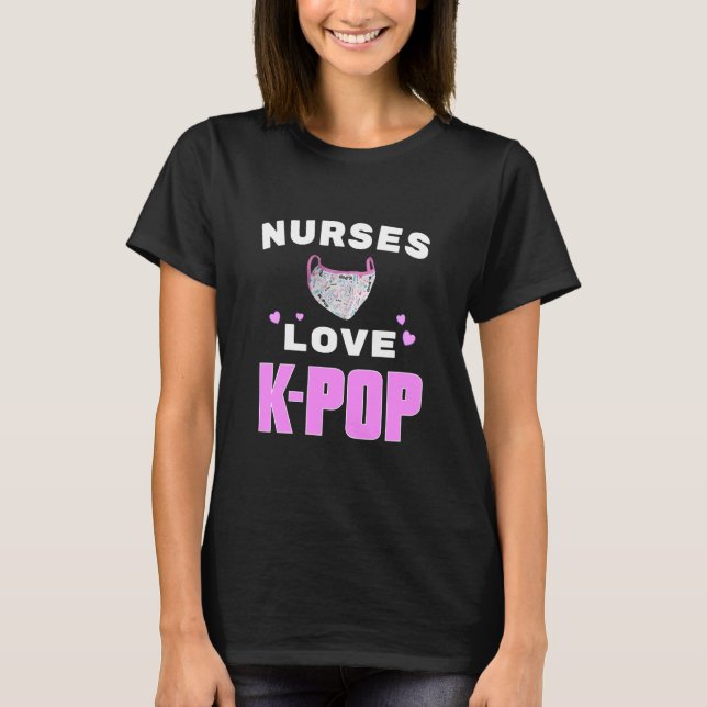 T-shirt Les infirmières adorent K-Pop avec image masque (Devant)