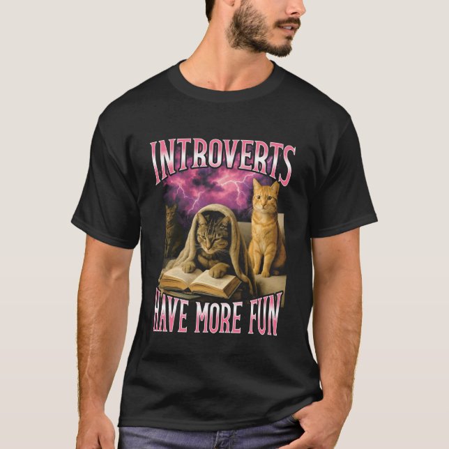 T-shirt Les introvertis s'amusent plus drôle chat contrefa (Devant)