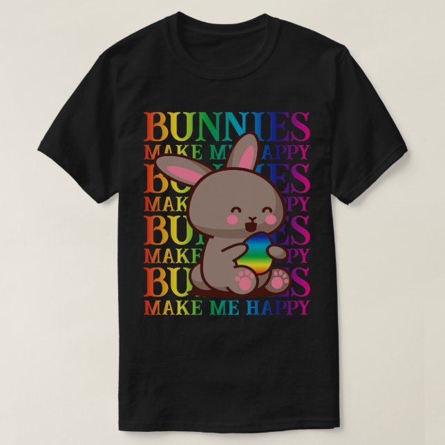 T-shirt Les lapins me rendent heureux Pâques (Design devant)