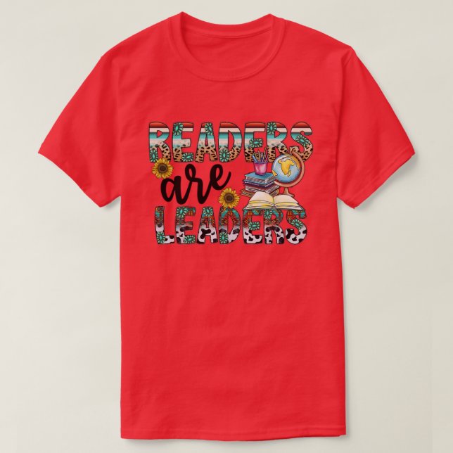 T-shirt Les Lecteurs Sont Leaders Boho Leopard Livre Lover (Design devant)