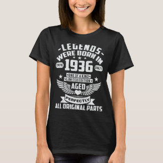 T-shirt Les Légendes Sont Nées En 1936 86 Ans 86ème Naissa