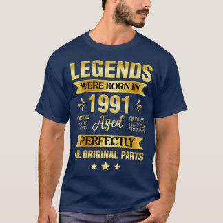 T-shirt Les Légendes Sont Nées En 1991 Anniversaire