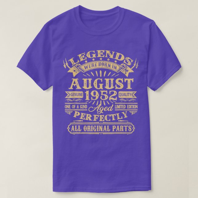 T-shirt Les Légendes Sont Nées En Août 1952 70e Anniversai (Design devant)