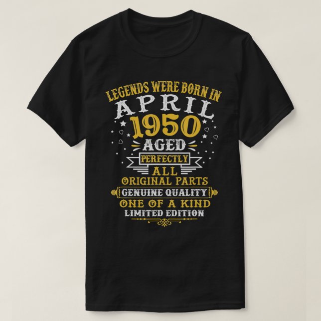T-shirt Les Légendes Sont Nées En Avril 1950 72 Ans 72E (Design devant)