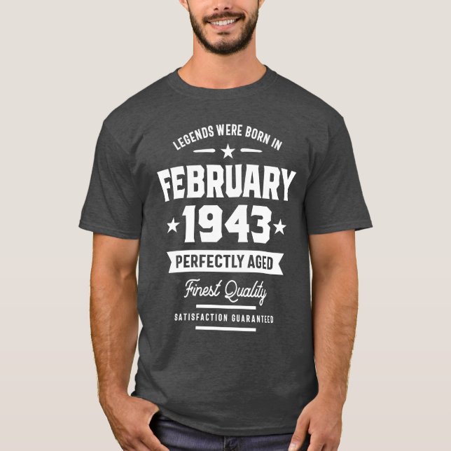 T-shirt Les Légendes Sont Nées En Février 1943 Cadeau Anni (Devant)