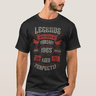 T-shirt Les légendes sont nées en février 1965 Anniversair