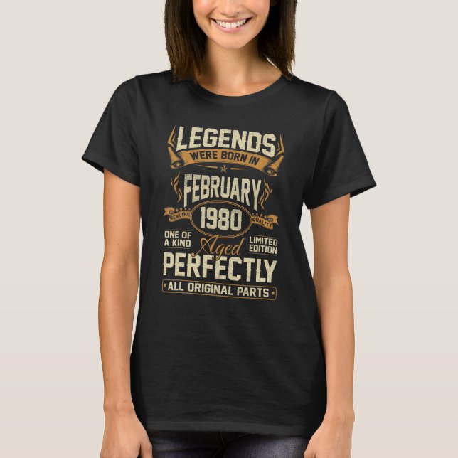 T-shirt Les Légendes Sont Nées En Février 1980 42e Anniver (Devant)