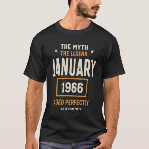 T-shirt Les Légendes Sont Nées En Janvier 1966 Cadeau Anni