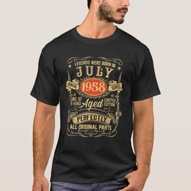 T-shirt Les Légendes Sont Nées En Juillet 1958 63E Anniver (Devant)