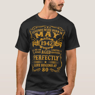 T-shirt Les Légendes Sont Nées En Mai 1942, 80 Ans Anniver