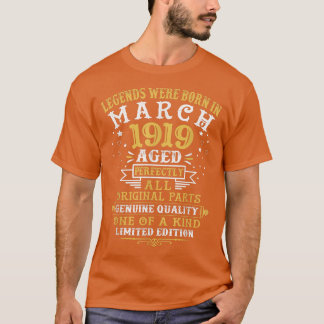 T-shirt Les Légendes Sont Nées En Mars 1919 103 Ans 103ᵉ