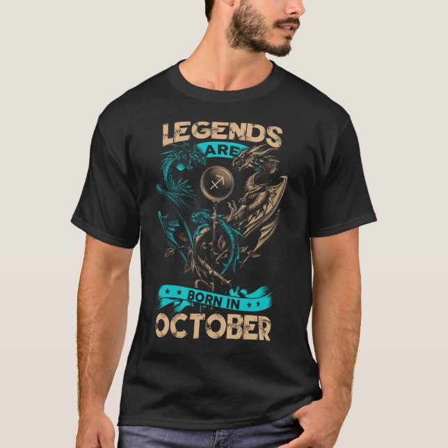 T-shirt Les Légendes Sont Nées En Octobre (Devant)