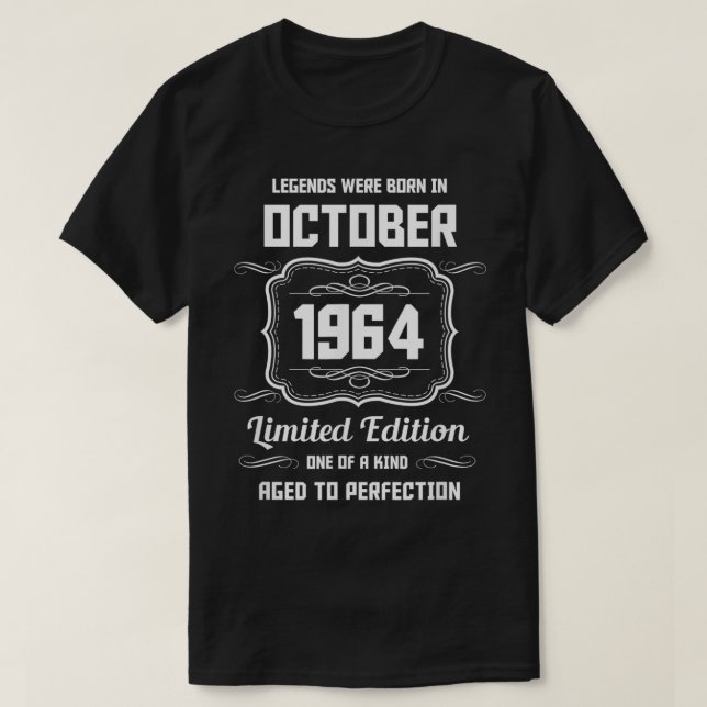 T-shirt Les Légendes Sont Nées En Octobre 1964 (Design devant)