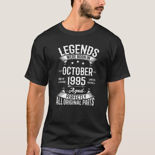T-shirt Les Légendes Sont Nées En Octobre 1995 27ème Anniv (Devant)