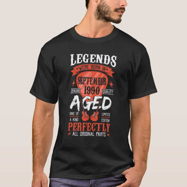T-shirt Les Légendes Sont Nées En Septembre 1990 Onglet de (Devant)