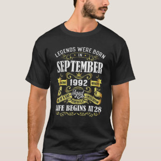 T-shirt Les Légendes Sont Nées En Septembre 1992 28E Anniv