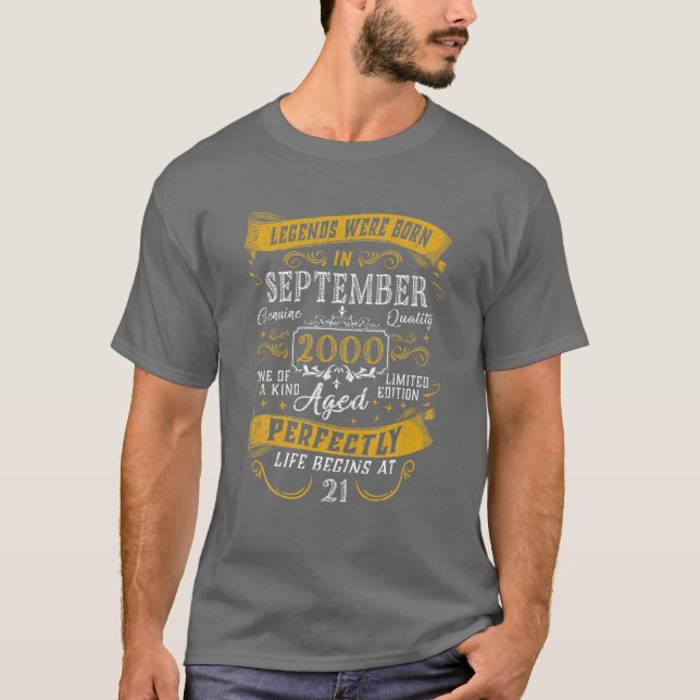 T-shirt Les Légendes Sont Nées En Septembre 2000 21E Anniv (Devant)
