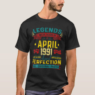 T-shirt Les Légendes vintages Rétro Sont Nées En Avril 199