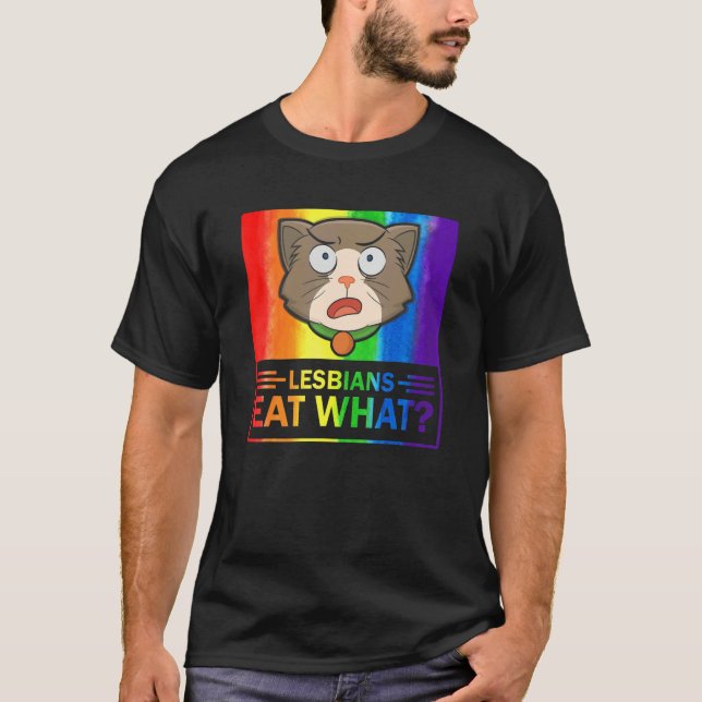 T-shirt Les Lesbiennes Mangent Ce Chat Humour Pun Lgbtq Pr (Devant)