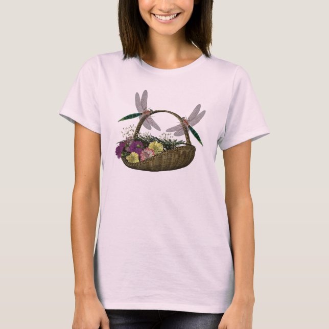 T-shirt Les libellules sur le panier de fleurs Nature (Devant)