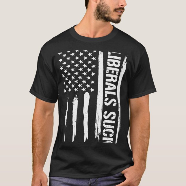 T-shirt Les libéraux conservateurs chassent le drapeau amé (Devant)