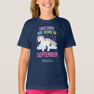 T-shirt Les licornes sont en septembre nom personnalisé n