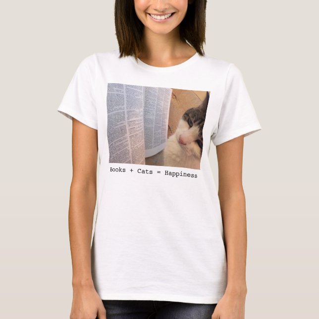 T-shirt Les livres des femmes + Chats = pièce en t de (Devant)